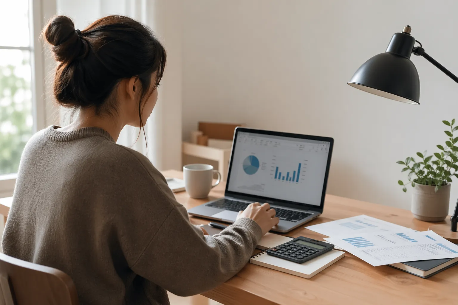 Een rustige werkplek voor het bijhouden van bedrijfsadministratie naast een baan.